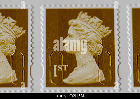 Buch mit selbstklebenden UK erste-Klasse-Briefmarken Stockfoto
