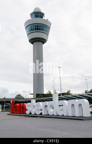 Air Traffic Control Tower am Flughafen Schiphol Stockfoto