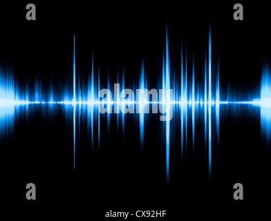 Grafik eines digitalen Sounds auf schwarzem Grund. Stockfoto