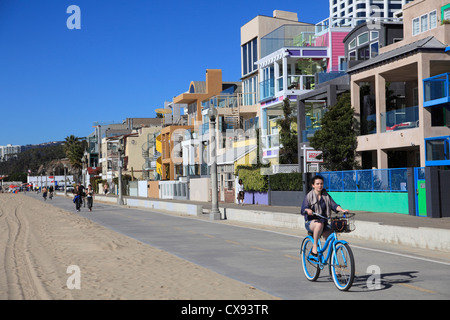 Der Strang, Strandhäuser, Santa Monica, Los Angeles, Kalifornien, USA Stockfoto