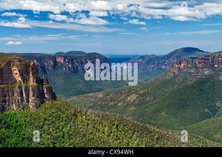 Blick in das Grose Valley von Blue Mountain. Stockfoto