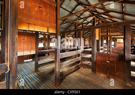 Geschichte der australischen Wollindustrie in alten Kinchega Woolshed. Stockfoto