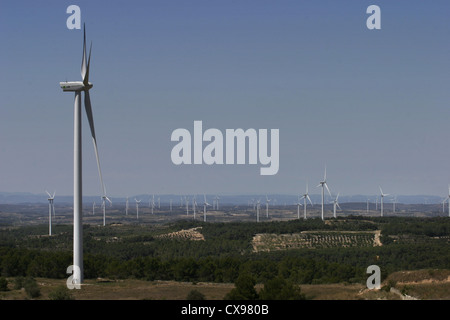 Bild: Steve Race - die Wind-Turbine-Installation an La Fatarella, Katalonien, Spanien. Stockfoto