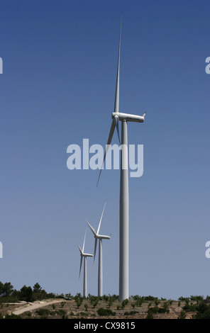 Bild: Steve Race - die Wind-Turbine-Installation an La Fatarella, Katalonien, Spanien. Stockfoto