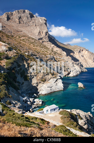 Agia Anna Bay oder Grand Bleu auf Amorgos Insel in Griechenland Stockfoto