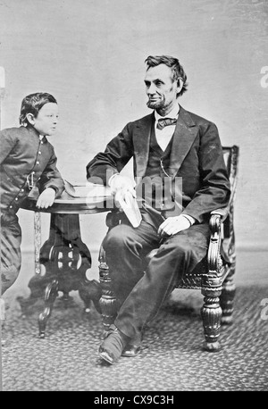 Abraham Lincoln, der 16. Präsident der Vereinigten Staaten von Amerika mit seinem Sohn Thomas Stockfoto