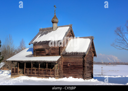 Mariä Entschlafung (1599), Museum der Holzarchitektur Vitoslavlicy, Weliki Nowgorod, Nowgorod, Russland Stockfoto