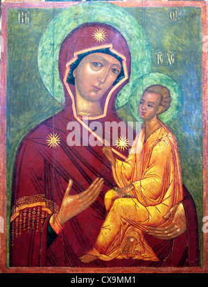 Die Mutter des Gottes von Tichwin (17. Jahrhundert), Symbol im City Museum, Weliki Nowgorod, Nowgorod, Russland Stockfoto