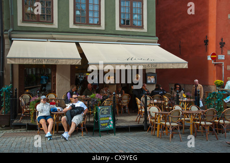 Cafe Terrasse Stortorget Platz Gamla Stan Altstadt Stockholm Schweden Europa Stockfoto