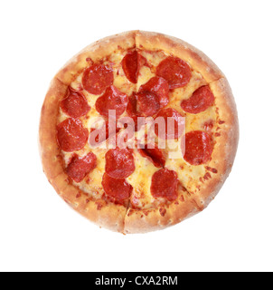 Pizza isoliert auf weißem Hintergrund anzeigen Stockfoto