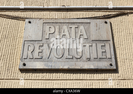 Brasov, Stadt in Siebenbürgen, Rumänien. Platz der Revolution (Piata Revolutiei). Stockfoto