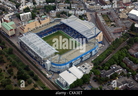 Luftaufnahme von Stamford Bridge, Heimat des Chelsea Football Club. Stockfoto