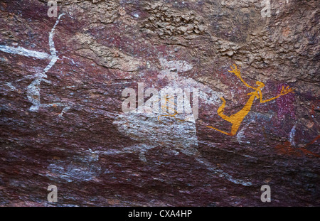 Aborigine-Felskunst, Anbangbang Galerie, Nourlangie, Kakadu-Nationalpark, Northern Territory Stockfoto