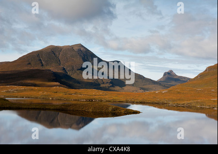 Cul Beag und Stac Polly Bergen, von Loch ein Ais Knockan. Inverpolly. Wester Ross. Schottland.   SCO 8545 Stockfoto