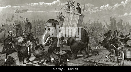 Zweiten Punischen Krieg. Die Schlacht von Zama (202 v. Chr.). Publius Cornelius Scipio Africanus besiegten die Karthager unter der Leitung von Hannibal. Stockfoto