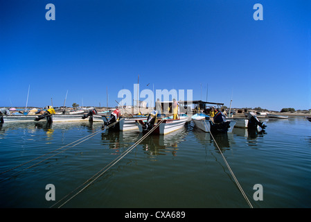 Fischereihafen für Netz-Fischer. Huatabampo, Mexiko, Sea of Cortez, Pazifischer Ozean Stockfoto