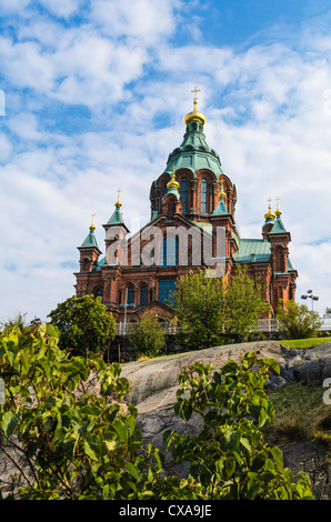 Die orthodoxe Uspenski-Kathedrale in Helsinki, Finnland an einem sonnigen Tag Stockfoto