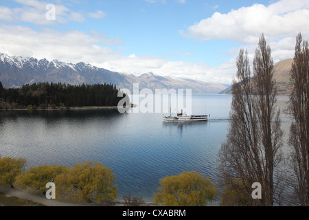 Dampfschiff SS Earnslaw auf Lake Wakatipu, Queenstown, Südinsel, Neuseeland Stockfoto