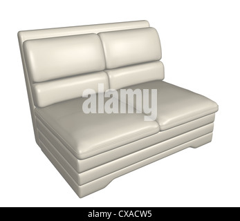 Zweisitzer ganz aus Leder Sofa, weiß, 3D Vektor-illustration Stockfoto