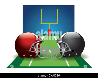 Fußball, Feld mit zwei Helmen, rot und schwarz, Vektor-illustration Stockfoto