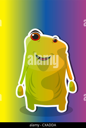 Geschöpf, lächelnden Alien, gelbgrün, Vektor-illustration Stockfoto