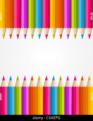 Regenbogenfarbenen Bleistift Banner Musterdesign Hintergrund. Vektor-Illustration für einfache Handhabung und individuelle Färbung geschichtet. Stockfoto