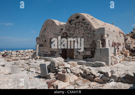 Ancient Thera, Mesa Vouno, Santorini, Griechenland Stockfoto