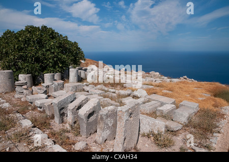 Ancient Thera, Mesa Vouno, Santorini, Griechenland Stockfoto