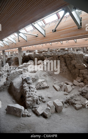 prähistorische Stadt Akrotiri, Santorin, Griechenland Stockfoto