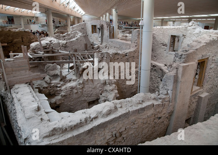 prähistorische Stadt Akrotiri, Santorin, Griechenland Stockfoto