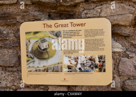 Der große Turm der Burg Christchurch, Symbol der normannischen macht ursprünglich aus Holz Holz über 1100 n. Chr. Dorset England gebaut Stockfoto