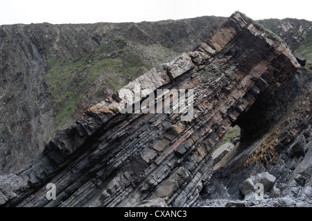 Hartland Punkt Klippen und geologische Formation der Felsen Stockfoto