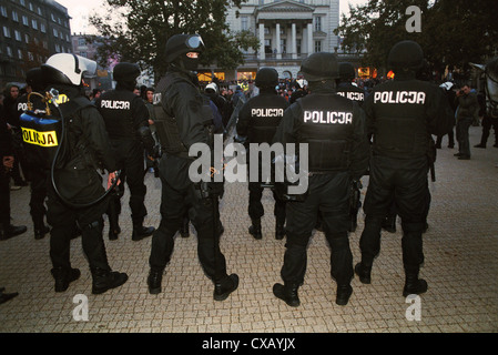 Polizei während einer Demonstration in Posen (Poznan), Polen Stockfoto