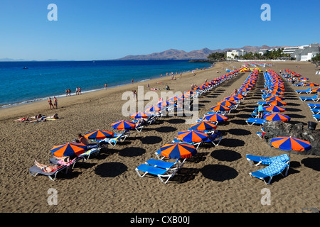 Playa Grande, Puerto del Carmen, Lanzarote, Kanarische Inseln, Spanien, Atlantik, Europa Stockfoto