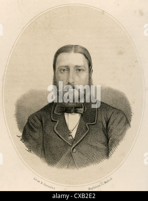 Leopold II. (1835-1909). König der Belgier. Porträt. Kupferstich, 1868. Von Llanta. Universal-Galeria. Stockfoto