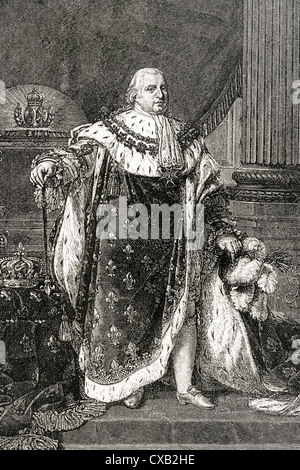 Louis XVIII (1755-1824). König von Frankreich von 1814 / 15 und 1815-24. Bruder von Ludwig XVI. Gravur. Stockfoto