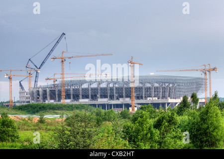 Sportstadion im Bau - nationale Fußball-Stadion in Lemberg, Ukraine Stockfoto