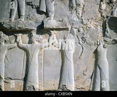 Persepolis (Takht-e Jamshid). Thronsaal. Verschiedenen Völkern des Reiches mit den königlichen Thron. 5. Jahrhundert v. Chr. Stockfoto