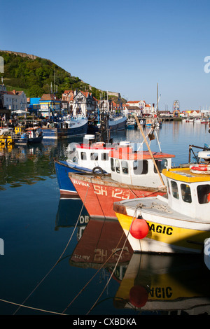 Angelboote/Fischerboote im Hafen, Scarborough, North Yorkshire, Yorkshire, England, Vereinigtes Königreich, Europa Stockfoto