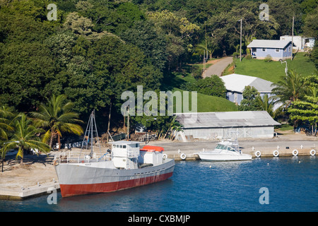 Boote in Mahogany Bay, Insel Roatan, Honduras, Mittelamerika Stockfoto