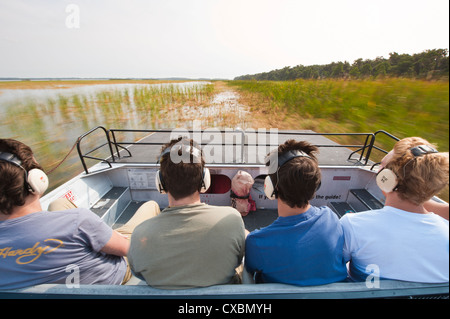 Luft, Bootfahren in den Everglades, UNESCO World Heritage Site, Florida, Vereinigte Staaten von Amerika, Nord Amerika Stockfoto