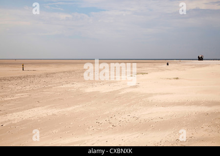 Der lange Sandstrand Strand von St. Peter-Ording, Kreis Nordfriesland, Schleswig-Holstein, Deutschland, Europa Stockfoto