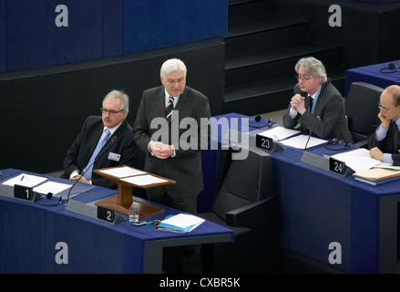 Straßburg, der deutsche Außenminister Steinmeier im EU-Parlament Stockfoto