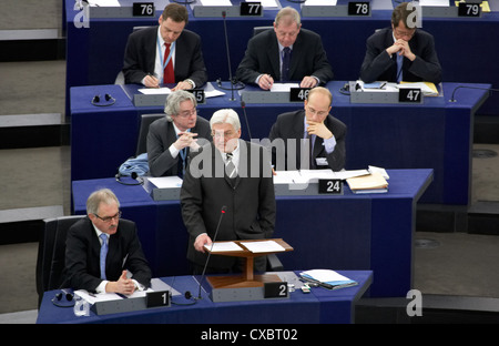 Straßburg, der deutsche Außenminister Steinmeier im EU-Parlament Stockfoto