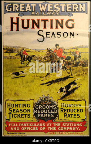 Vintage große Western Eisenbahn Werbung Plakat Jagdsaison zu fördern Stockfoto