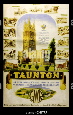 Vintage große Western Eisenbahn Werbung Plakat Förderung Taunton Stockfoto