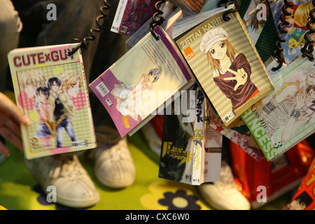 Leipziger Messe 2007: Manga Bücher an einer Schnur Stockfoto