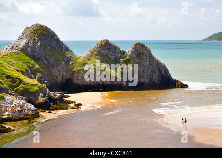 Drei Klippen Bucht, Gower, Wales, Vereinigtes Königreich, Europa Stockfoto