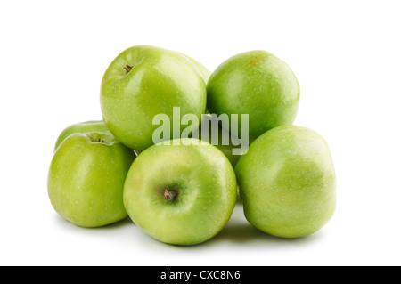 Grüne Äpfel auf einem weißen Hintergrund isoliert Stockfoto