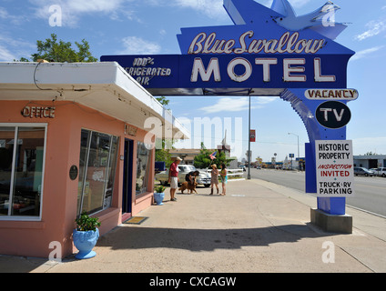 Die legendäre blaue Schwalbe Motel, Route 66, Tucumcari, New Mexico Stockfoto